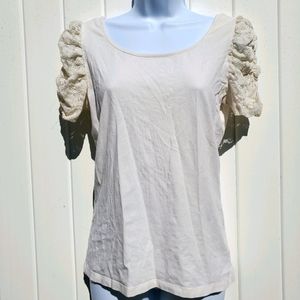 Forever21 White Blouse Lace Arms